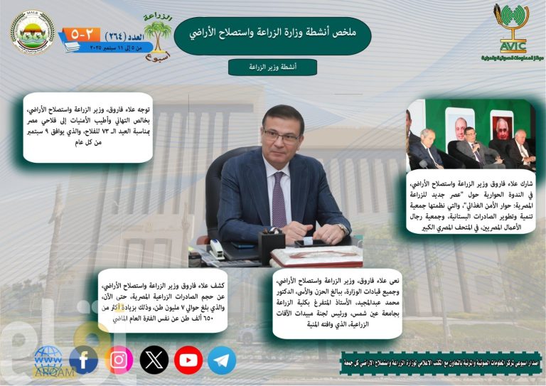 أبرز أنشطة وزارة الزراعة خلال أسبوع