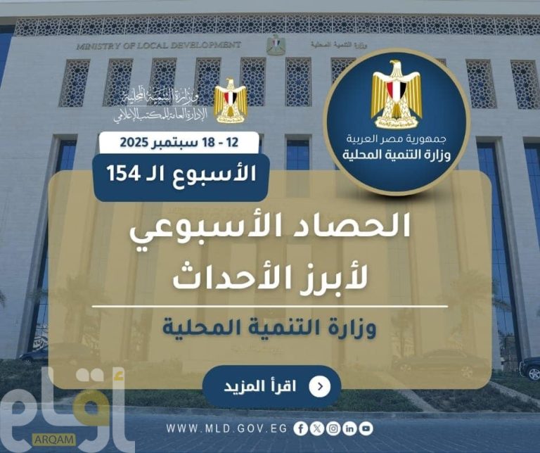 أبرز أنشطة وزارة التنمية المحلية خلال أسبوع