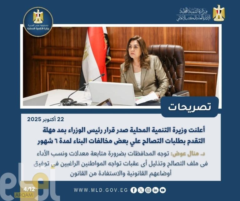 أبرز أنشطة وزارة التنمية المحلية خلال أسبوع