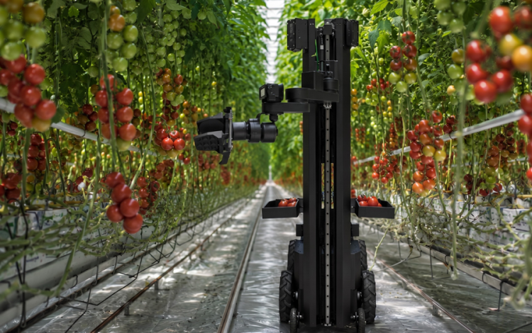 harvesting robot mid action